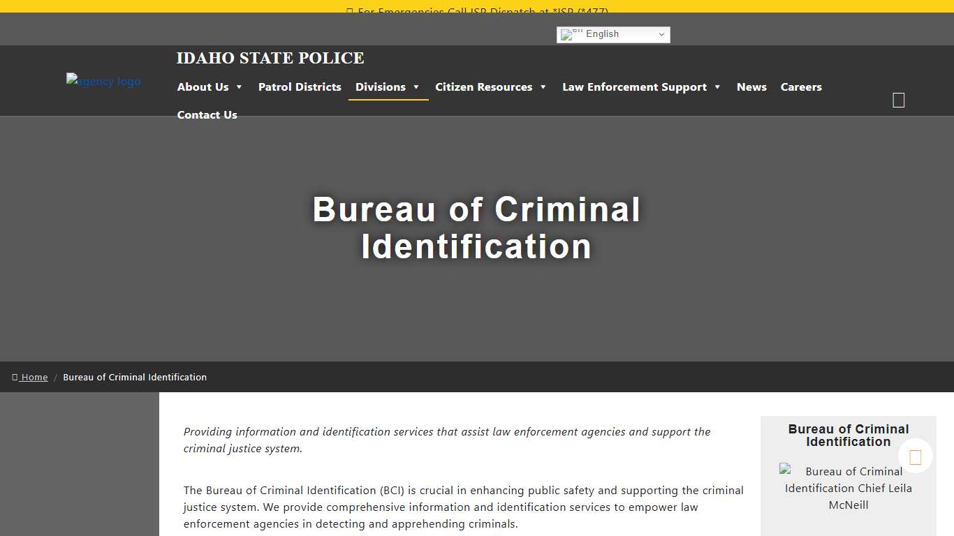 Bureau of Criminal Identification | Idaho State Police