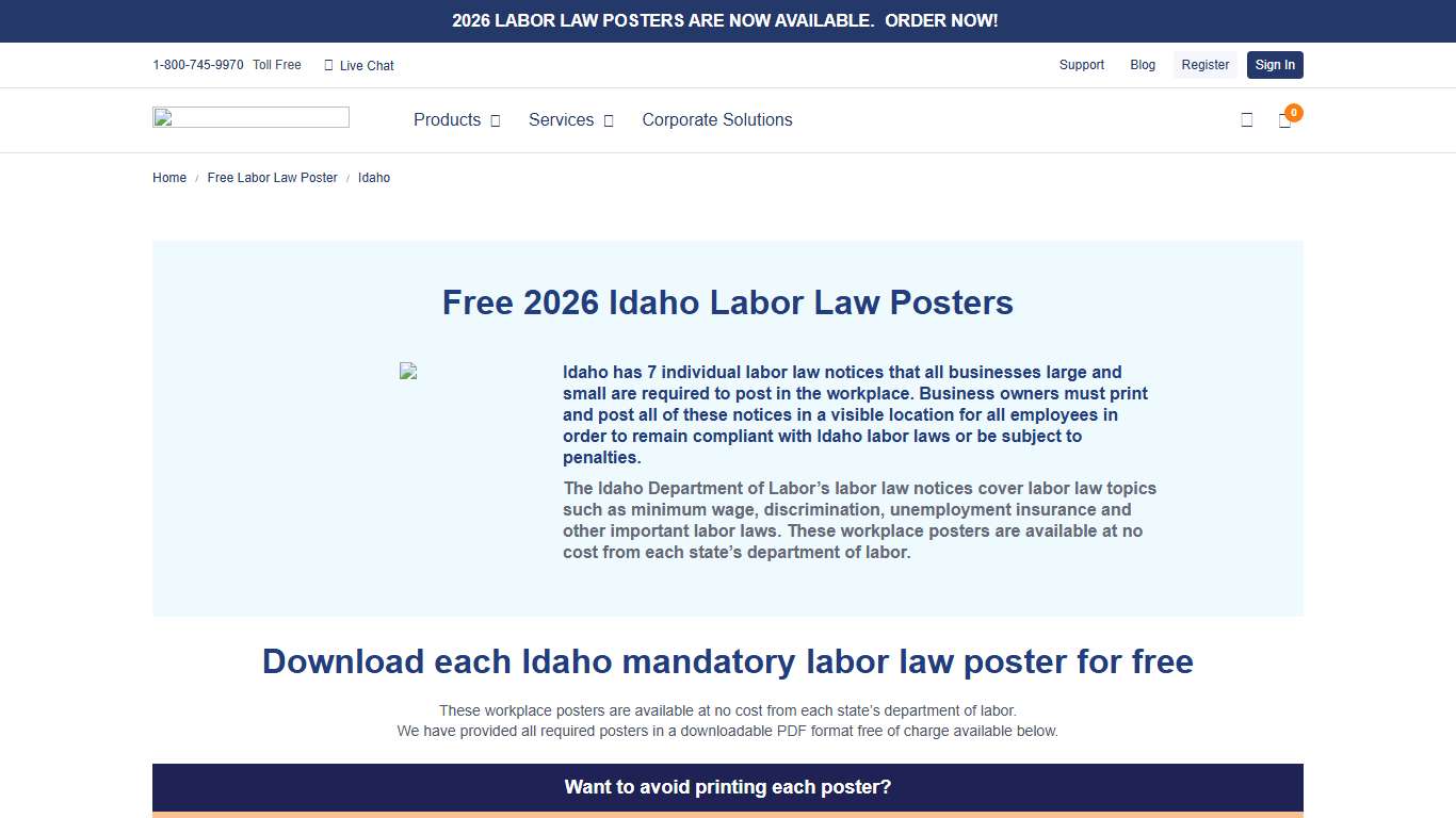 Free 2026 Idaho Labor Law Posters | Labor Law Center